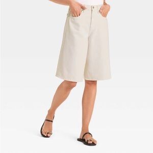 Women's High-Rise Long Denim Shorts - Universal Thread™ White 8